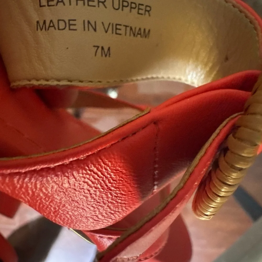 Talbots Vibrant Pink Sandals with Gold Accent